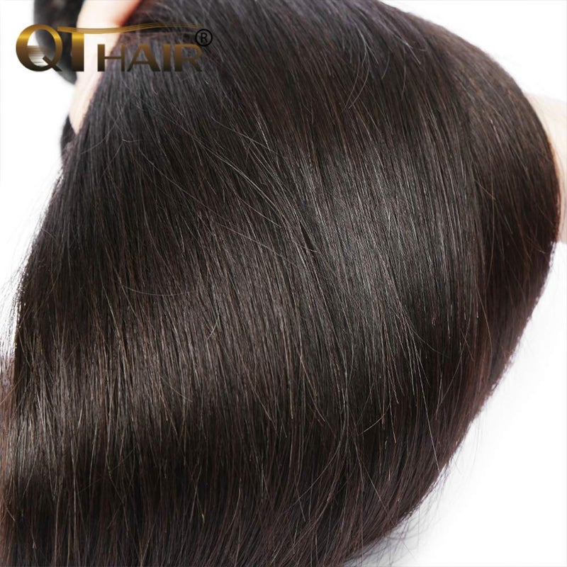 QTHAIR 18A Virgin Hair Straight Human Hair Extensions (16",100g,Natural Black)100% Unprocessed Indian Straight Human Hair Wave Bundles - Image 4